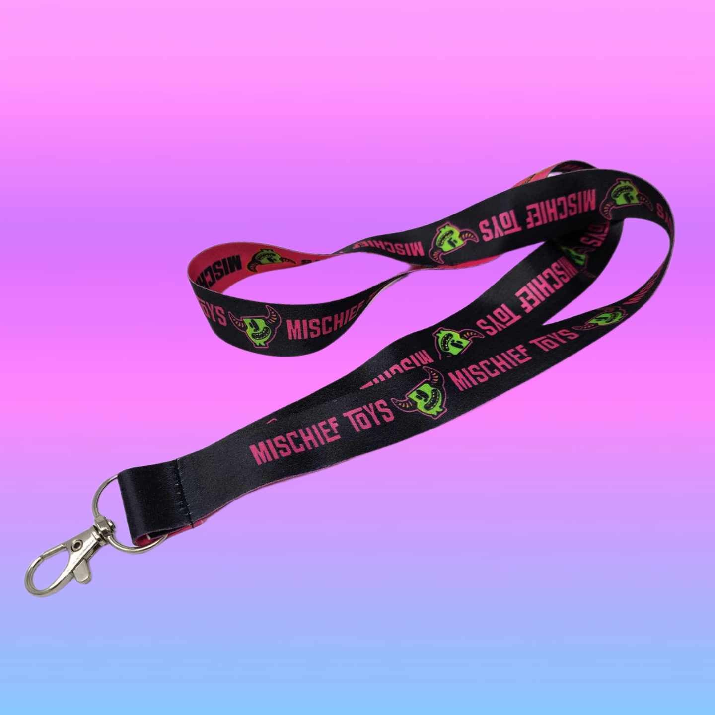 Pink And Black Mischief Toys Lanyard
