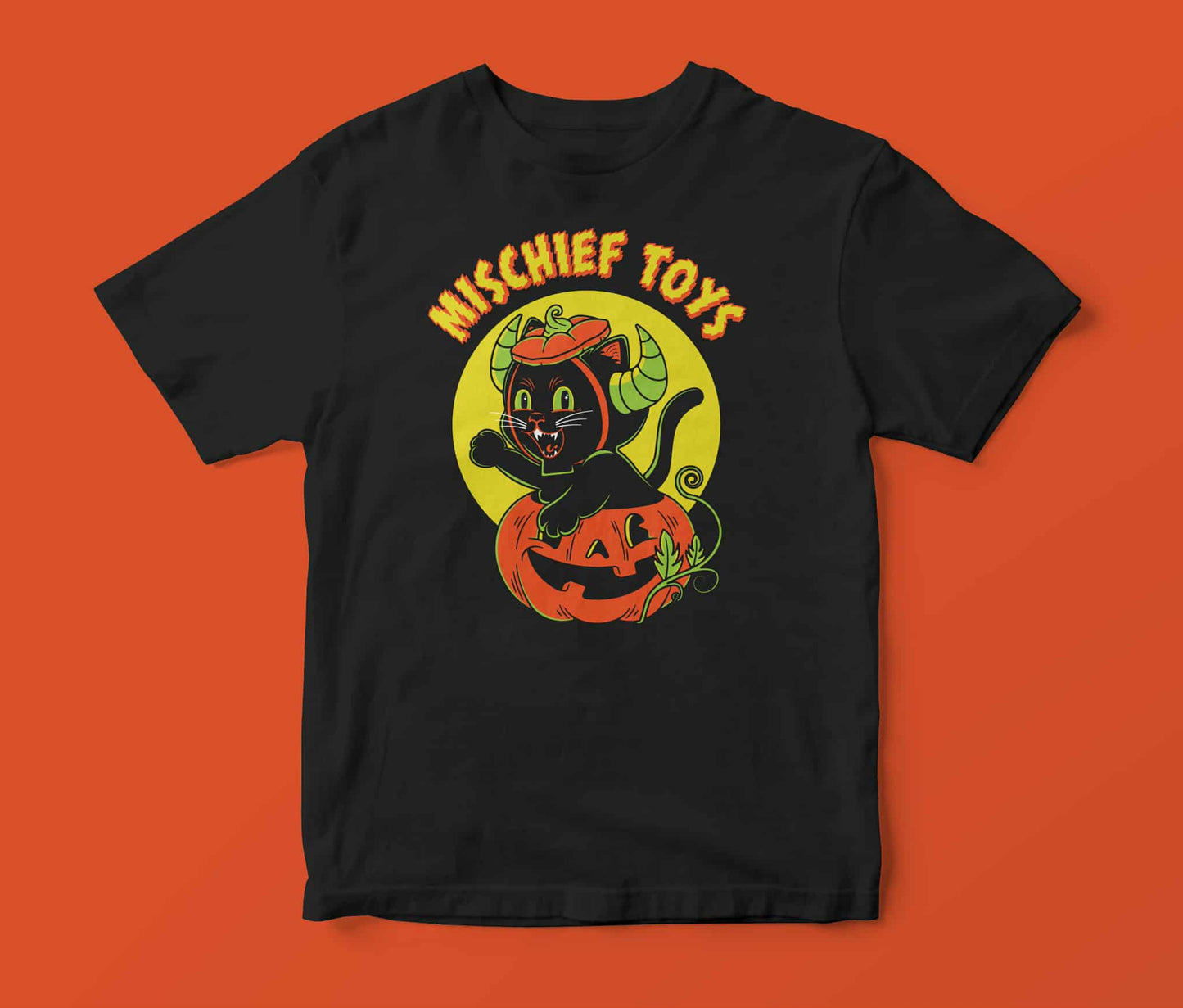 PREORDER Halloween GLOW IN THE DARK Retro Cat Gastley In Jack-O-Lantern Shirt