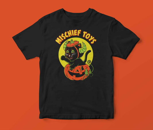 PREORDER Halloween GLOW IN THE DARK Retro Cat Gastley In Jack-O-Lantern Shirt
