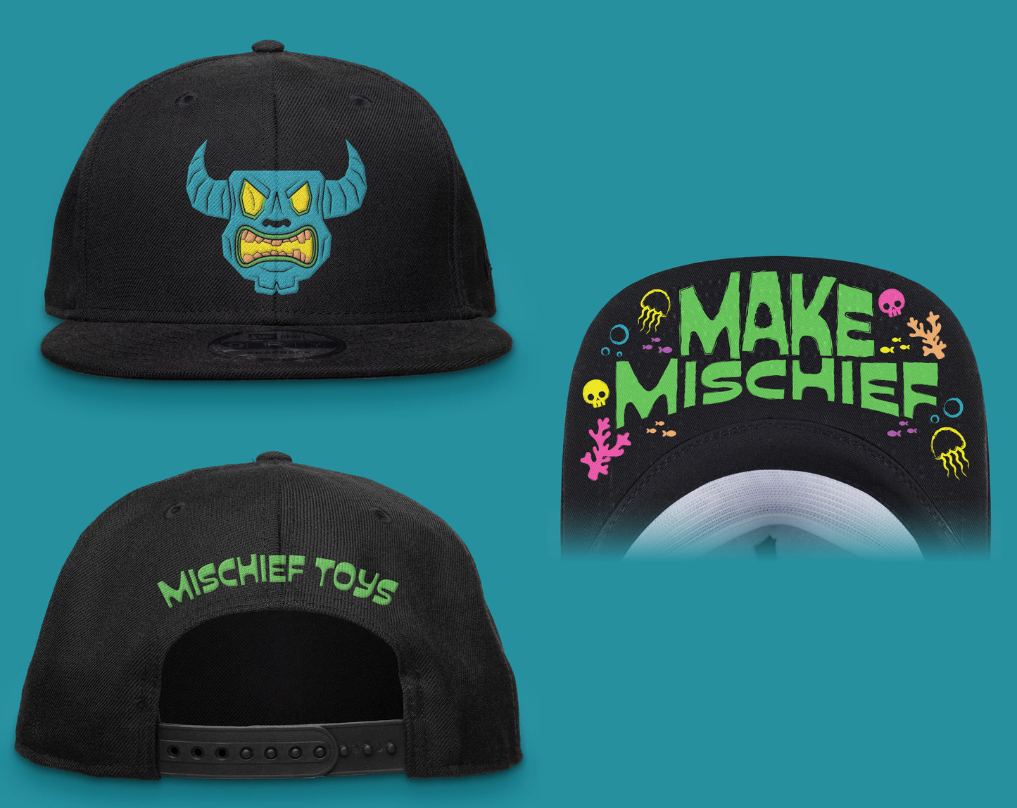 Sunken Tiki Snapback with Underbrim Design Glow In The Dark