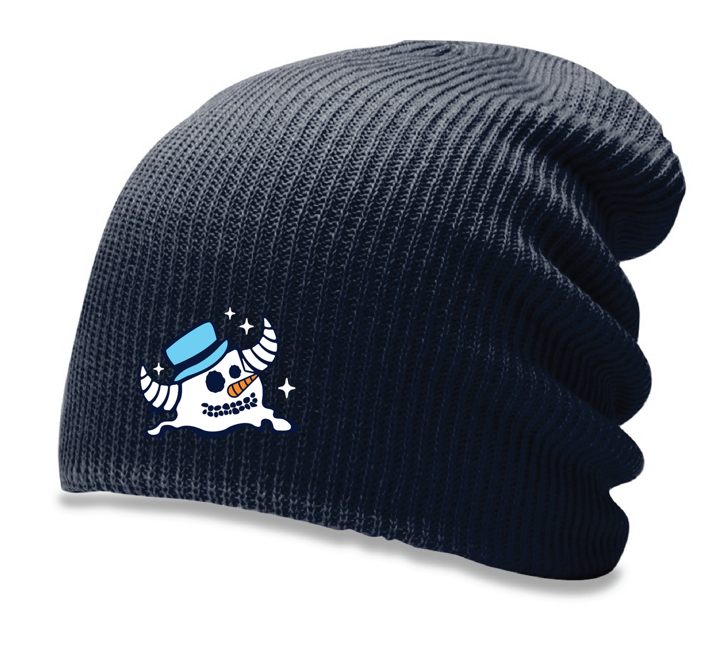 Black Melting Snowman Slouch Beanie